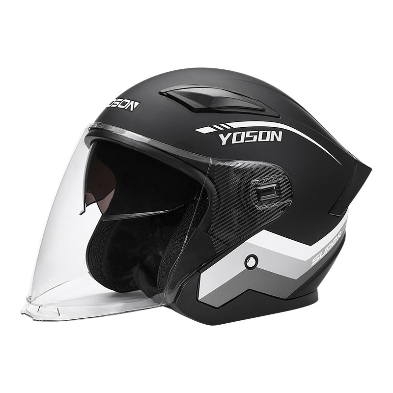 Double-Mirror National Standard Certified Helmet for Electric Vehicles, Unisex Half-Helmet for All Seasons, Safety Helmet for Riding Motorcycles