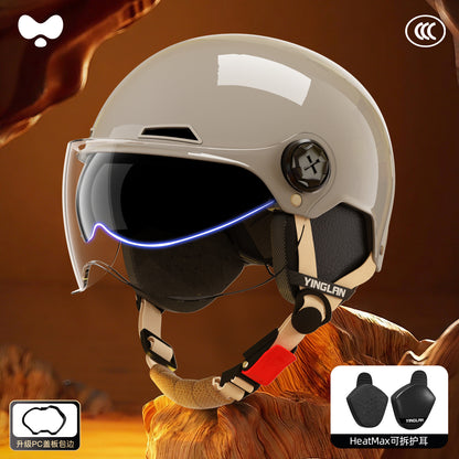 Electric Vehicle Helmet for Women, Sun Protection, 3C Certified, Suitable for All Seasons, Winter Warmth, Battery Motorcycle Safety Helmet for Men
