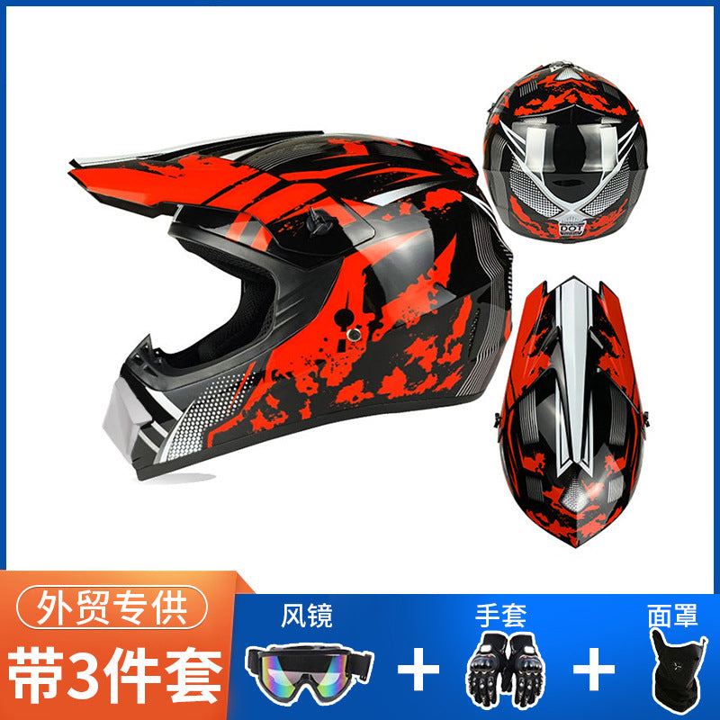 Off-Road Helmet Dot Certified Atv Helmet Cycling Mountain Bike Kart Helmet Three-Piece Set Motorcycle