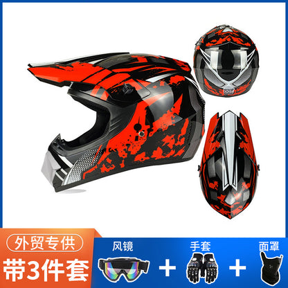 Off-Road Helmet Dot Certified Atv Helmet Cycling Mountain Bike Kart Helmet Three-Piece Set Motorcycle