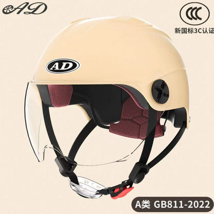 Ad Electric Motorcycle Helmet for Men and Women, Summer 3C Certified Half Helmet, Battery Car Safety Helmet, Sun Protection for Riding