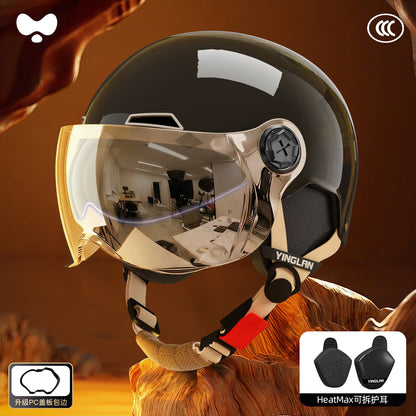 Electric Vehicle Helmet for Women, Sun Protection, 3C Certified, Suitable for All Seasons, Winter Warmth, Battery Motorcycle Safety Helmet for Men