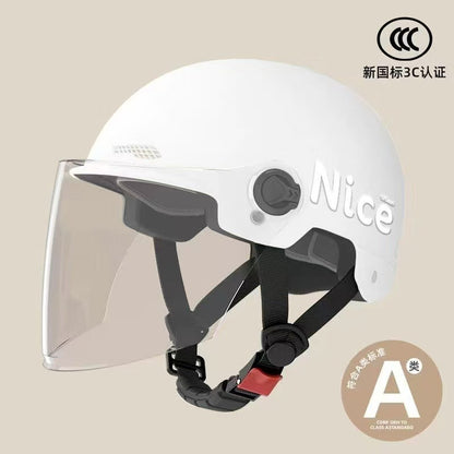 New National Standard 3C Certified Electric Vehicle Helmet for Men, Summer, Women's Battery Motorcycle Half Helmet, Lightweight Anti-Collision Helmet