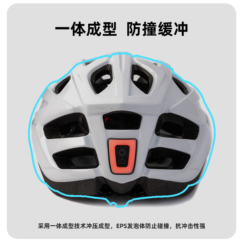 Bicycle Helmet Adult Riding Helmet with Taillight Adjustable Head Ware Men's and Women's Road Bike Outdoor Sports Helmet