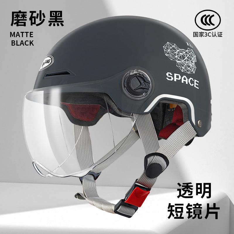 3C Certified Summer Electric Vehicle Motorcycle Helmet for Men and Women, Battery Vehicle, Universal Summer Half Helmet for All Seasons