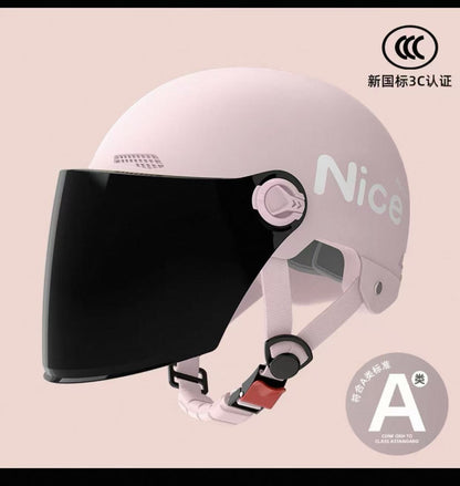 New National Standard 3C Certified Electric Vehicle Helmet for Men, Summer, Women's Battery Motorcycle Half Helmet, Lightweight Anti-Collision Helmet