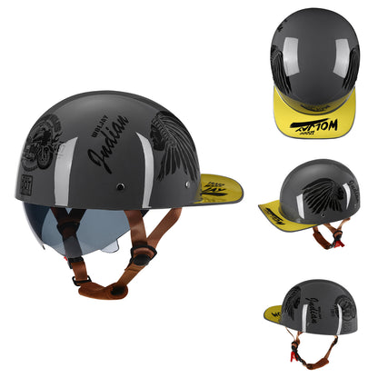 Jiarui Cross-Border Retro Electric Scooter Motorcycle Helmet for Men and Women, Small Helmet for Electric Vehicles, Baseball Cap, Safety Helmet