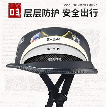 Cross-Border Exclusive Dot German-Style Soldier Helmet, Vintage Helmet, Scooter Cruiser Half Helmet, Unisex, Dot Certified