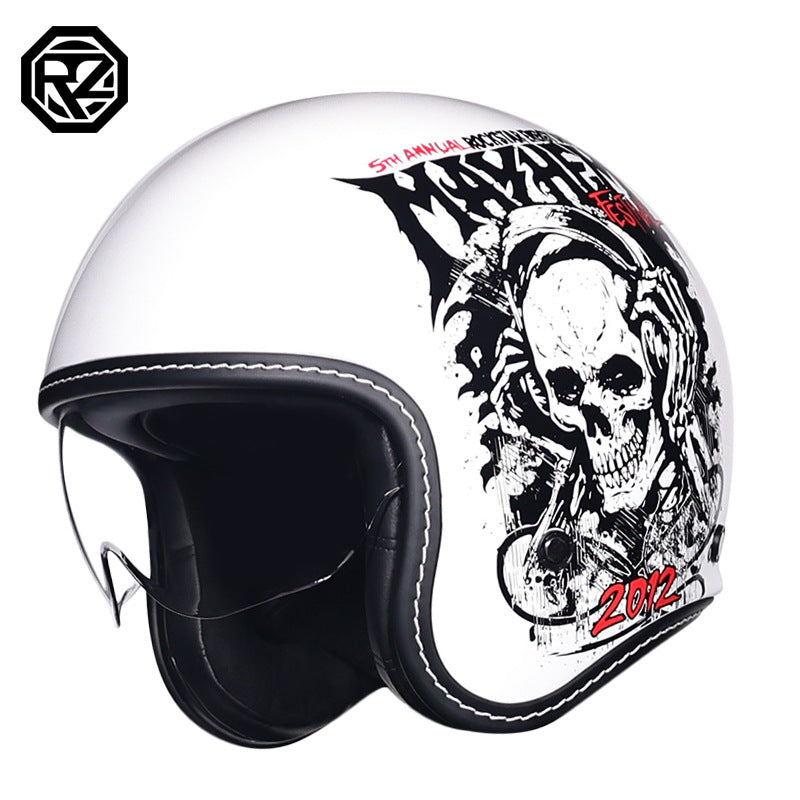 Orz Retro Helmet for Men and Women 3C Certified Motorcycle Half Helmet for Girls Winter Universal Four-Season Electric Motorcycle