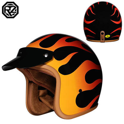 Orz Retro Helmet Motorcycle Safety Helmet High Color Value Pedal Motorcycle Three and a Half Helmet Men and Women Four Seasons