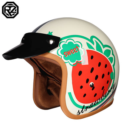 Orz Retro Helmet Motorcycle Safety Helmet High Color Value Pedal Motorcycle Three and a Half Helmet Men and Women Four Seasons