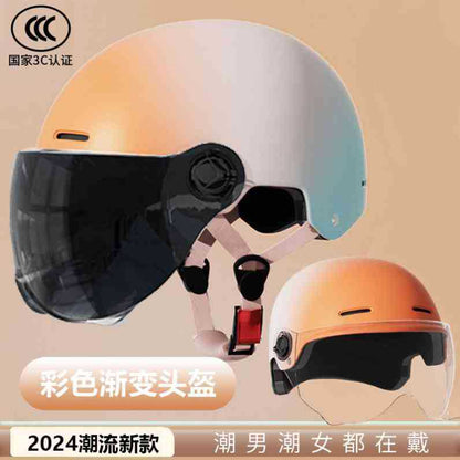 Electric Motorcycle Helmet Men's and Women's Safety Hat Autumn and Winter Four Seasons Battery Car Riding Half Helmet