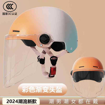 Electric Motorcycle Helmet Men's and Women's Safety Hat Autumn and Winter Four Seasons Battery Car Riding Half Helmet