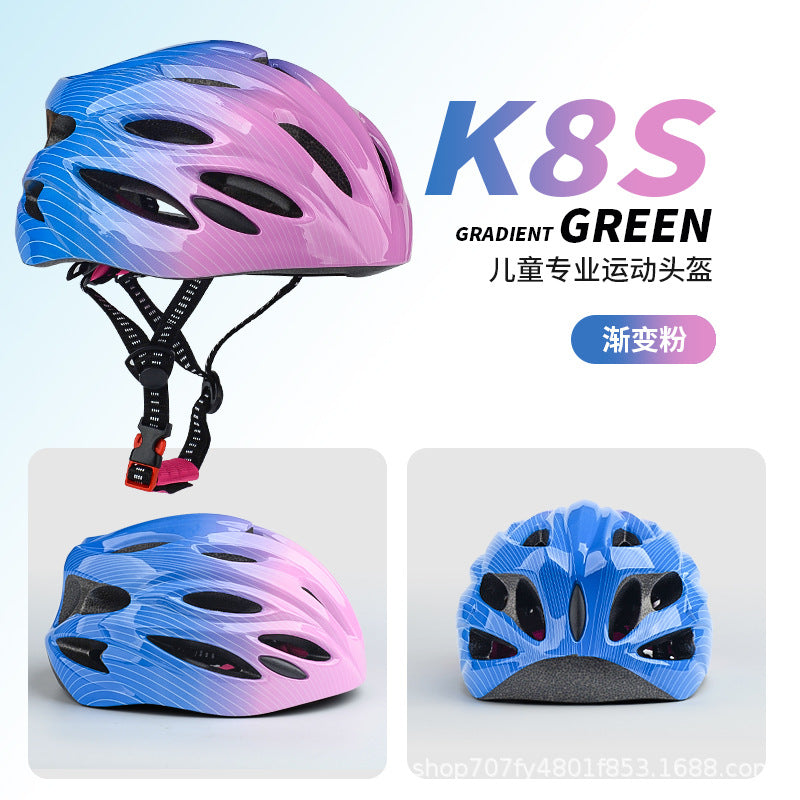 Gradient Color Children's Helmet Bicycle Breathable Roller Skating Protective Gear Skateboarding Balance Bike Cycling Bicycle Helmet