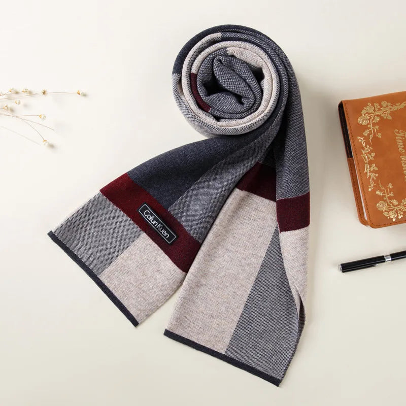 High Quality Wool Men Scarf Autumn Winter Classic Business Thermal Muffler Male Soft Korean Version Long Thick Warm Shawl No Box