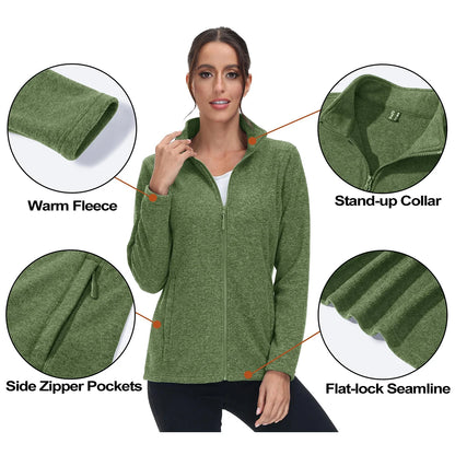 MAGCOMSEN Lightweight Women's Fleece Jackets Womens Athletic Warm Sweatshirts Casual Turtleneck Sweater Coat Sports Tops