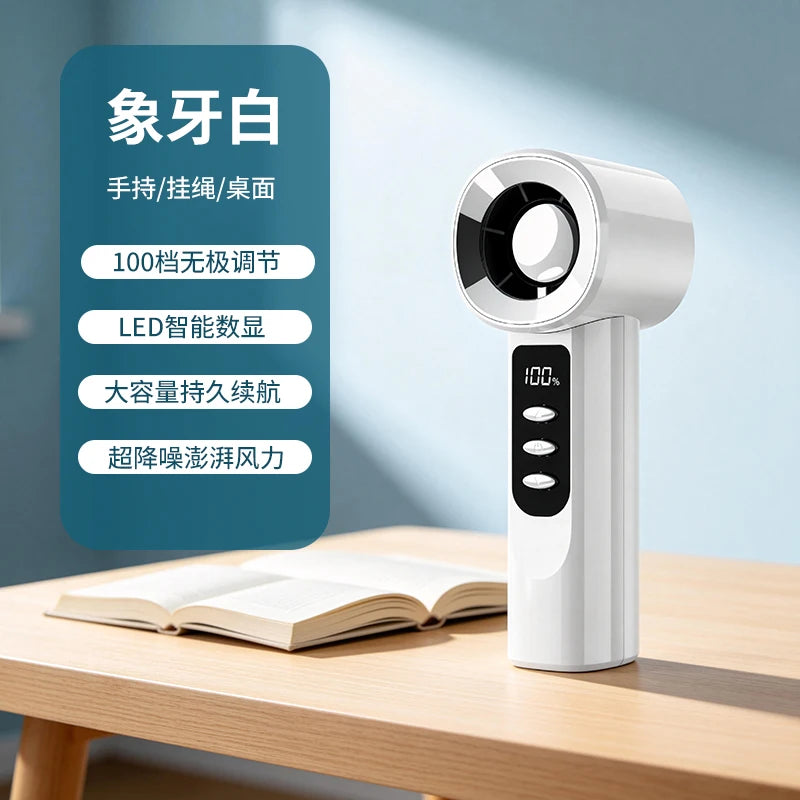 Portable Mini Handheld Fan With 100 Levels,  High-Speed Drive, Turbo Cooling,Outdoor Handheld Fan With LED Display Screen 12m/s