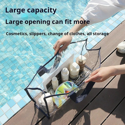 Portable Waterproof Clear Cosmetic Bag Travel Toiletry Organizer Case Beach Makeup Pouch Large Capacity Shower Bag for Outdoor