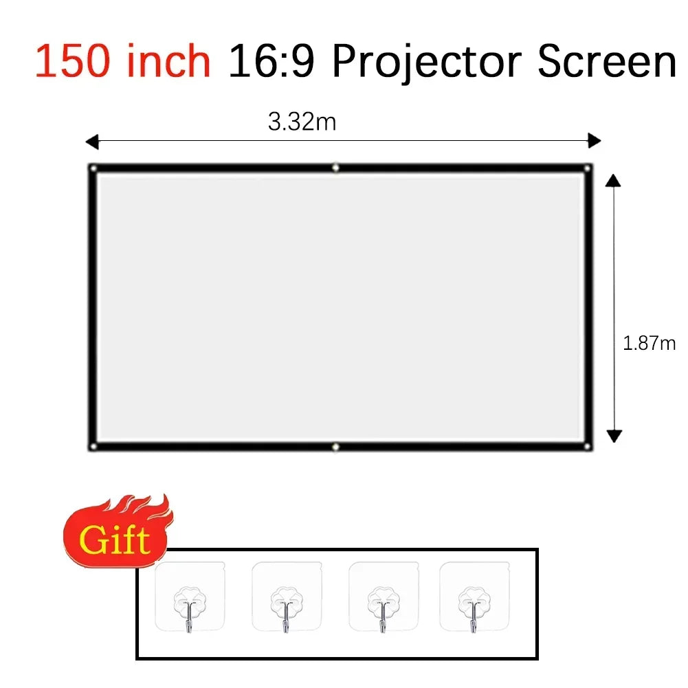 Projectors Screen Fabric Projector Cloth Anti-light 60 72 84 100 120 150inch  Home Outdoor Office Simple Curtain Accessories