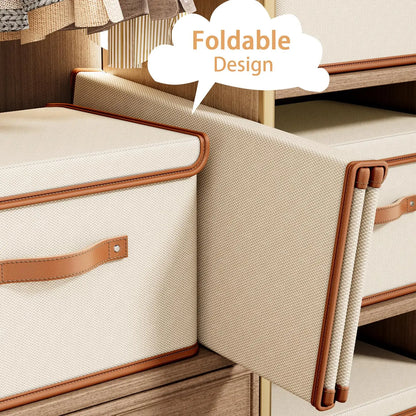 Storage Bins with Lids, Collapsible Closet Organizer Container, Fabric Organizer Box with Handles, Storage Boxes for Clothes