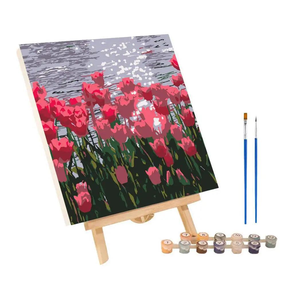 Frame Painting By Numbers Kit Abstract Sunset Landscape Modern Drawing Coloring DIY Painting By Numbers Acrylic Paint Home Decor