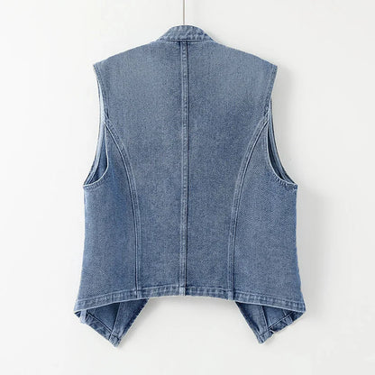 Embroidered thin denim vest jacket for women's 2024 summer new versatile women's top vest sleeveless jacket for spring Jeans Top