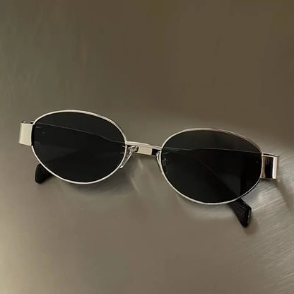 New Trendy Oval Sunglasses for Women Luxury Metal Frame Sun Glasses Ladies Classic Vintage Round Shades Unisex ﻿