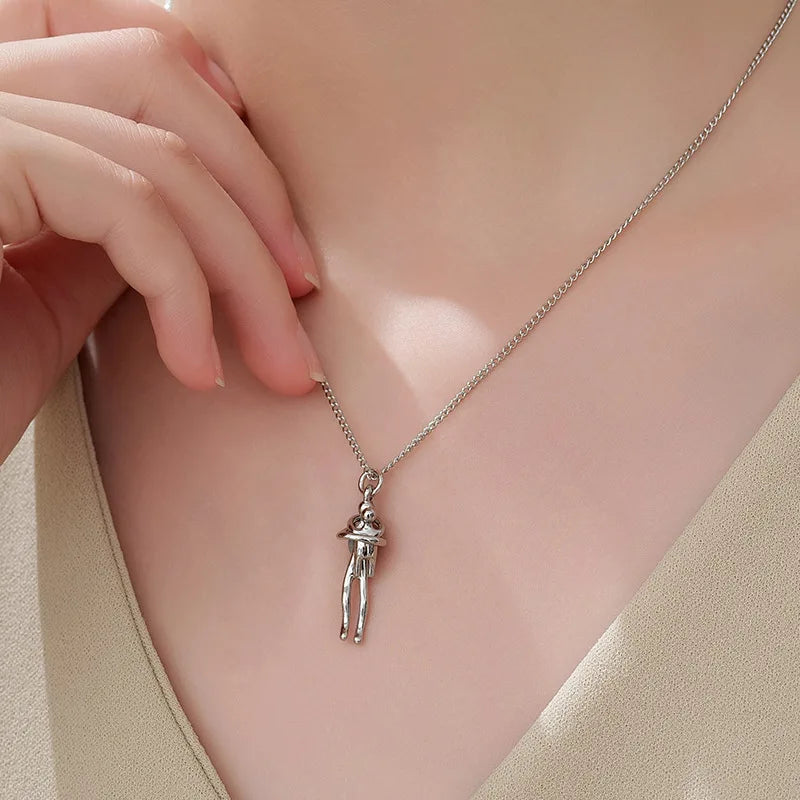 LATS Mother Child Hug Pendant Necklace for Women Men Mother's Day Father's Day Valentine's Day Creative Charm Jewelry Gifts