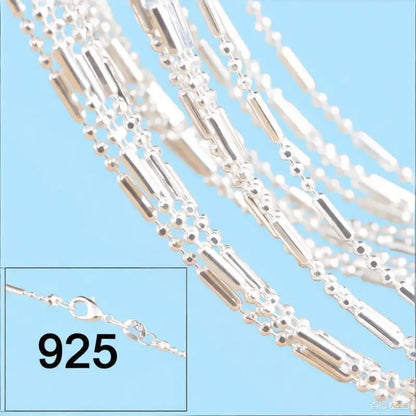 5PCS 16-30 Inches 925 Sterling Silver 1.5MM Bamboo Chain Necklaces for Women Men Wholesale Lobster Clasp Chains Jewelry Gifts
