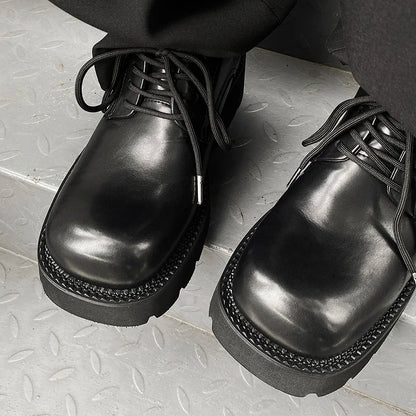 Original formal dress shoes for men thick soled big toe derby shoes casual leather shoes black Oxford shoes trendy, Korean style