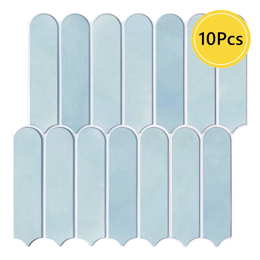 1/10pcs 3D Fish Scale Tile Sticker, Self-adhesive 3D Green Tile Backsplash for Kitchen Bathroom, Water Mold Resistant, 30x30cm
