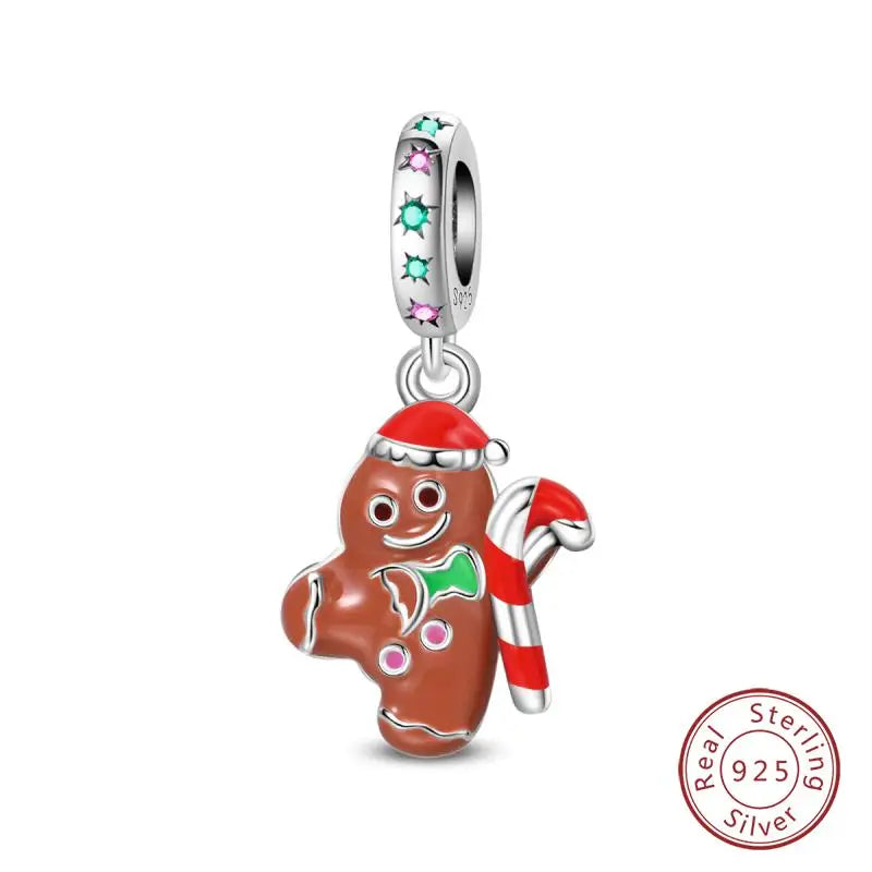 Original 925 Sterling Silver Charms Beads Winter Snowflake Snowman Igloo Penguin Pendant Fit Bracelet Women Jewelry Gift