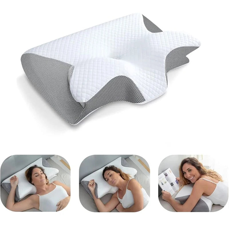 1 Stück Nackenstützkissen aus Memory-Schaum, 2-in-1 ergonomisches orthopädisches Konturkissen gegen Nackenschmerzen, konturiertes Stützkissen, Nackenkissen