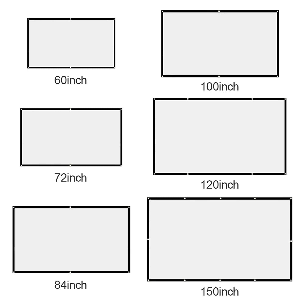 Projectors Screen Fabric Projector Cloth Anti-light 60 72 84 100 120 150inch  Home Outdoor Office Simple Curtain Accessories