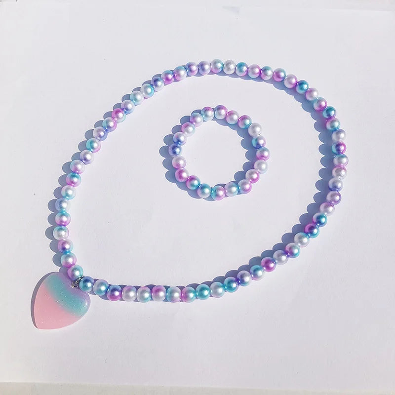 children's necklace three-piece set unicorn necklace rainbow necklace mermaid necklace