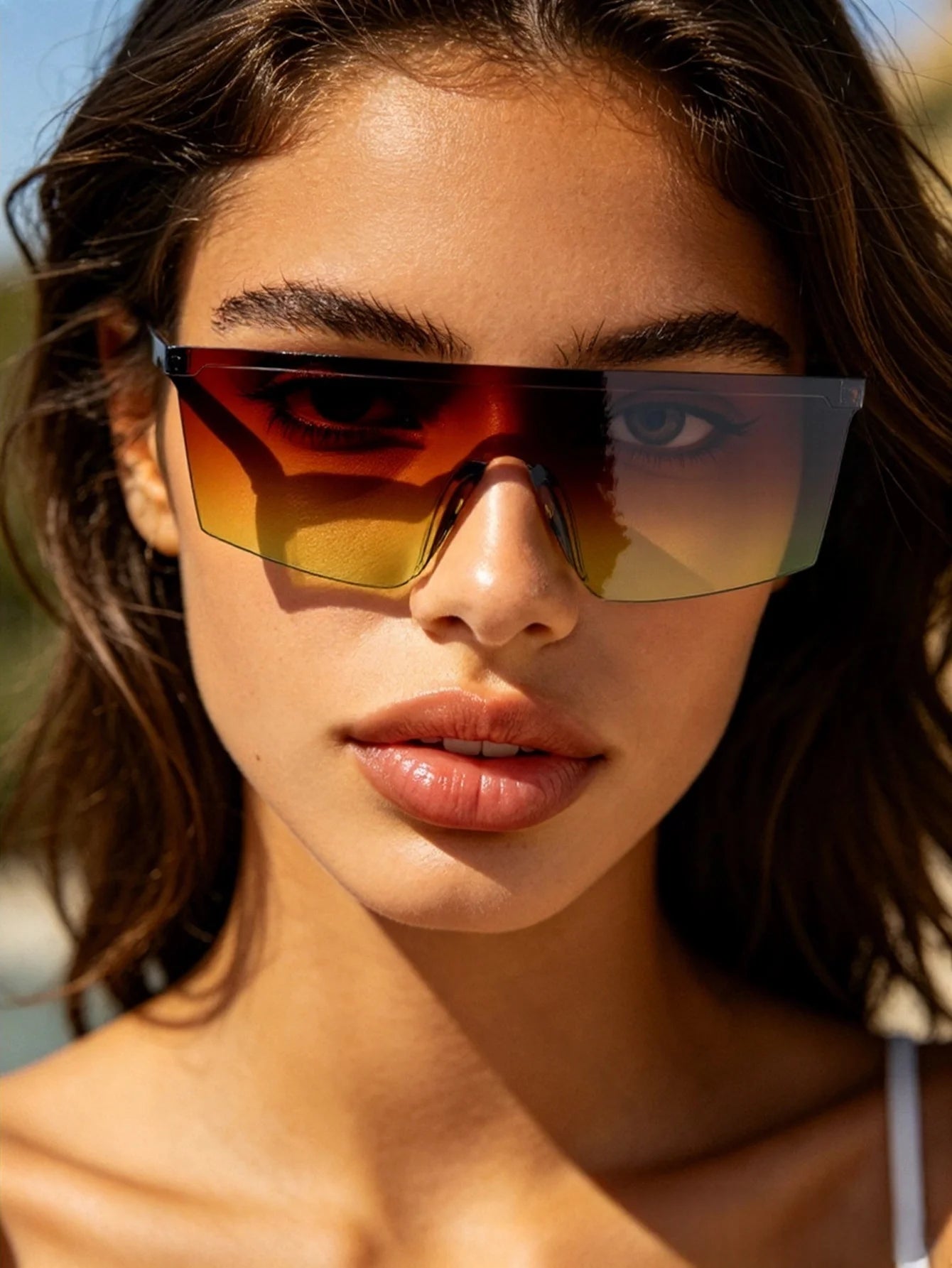 1PC, same style for men and women, stylish glasses, new model, large frame, vibrant colors, trendy, lens-integrated design, perf