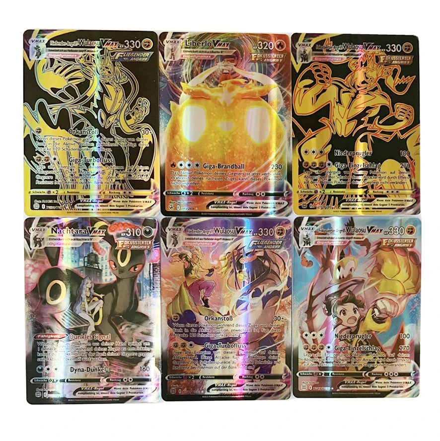 Deutsch Pokemon Cards in German Vstar Vmax GX Limited Shiny Rainbow Arceus Pikachu Charizard Holographic Playing Cards Kids Gift
