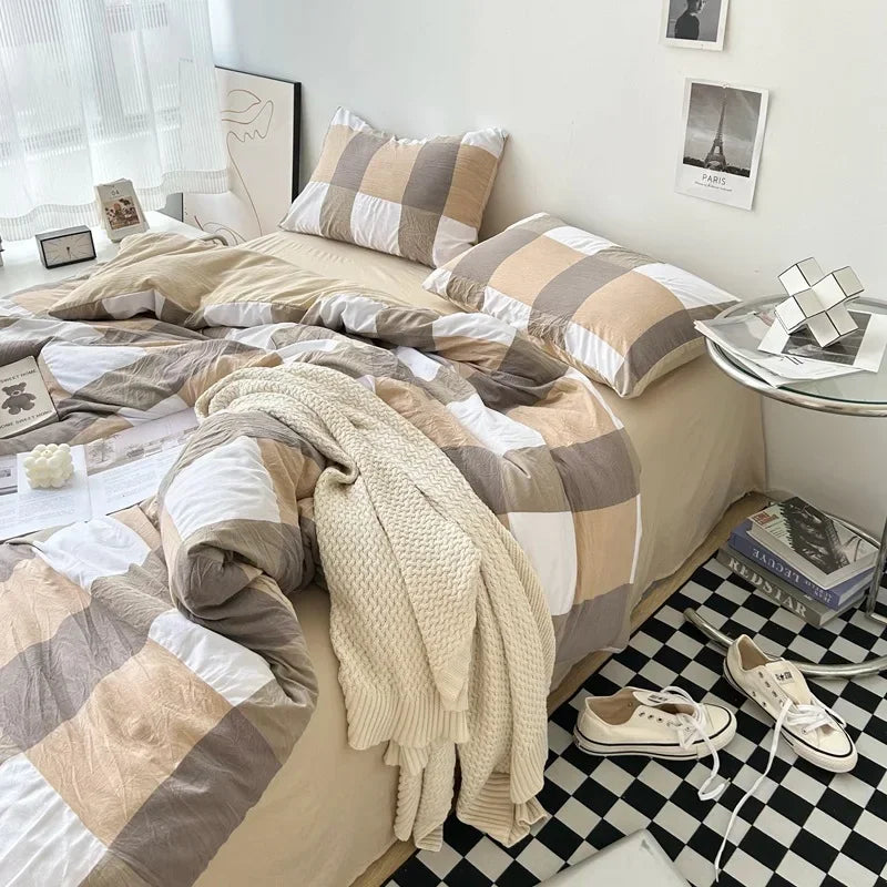 Stripe Bedding Comforter Set with Pillowcase bed sheet Single Full Size Bed Linen Duvet Cover Set Queen/King Double Single Bed
