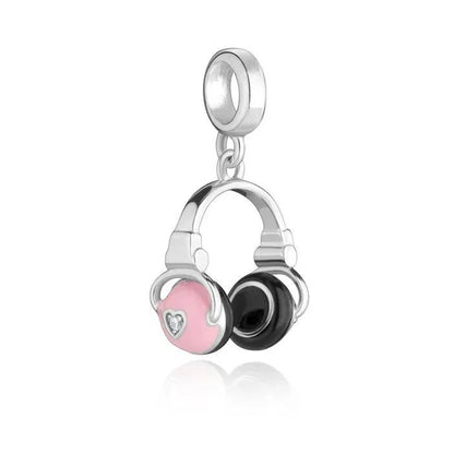 Guitar Microphone Music 925 Sterling Silver Charm Pendant Suitable Fit Original Bracelet Necklace keychain Jewelry Accessories