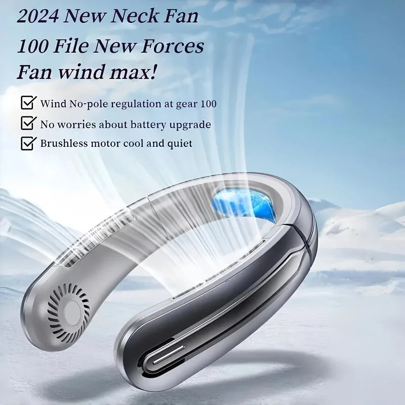 Lenovo Digital Display Neck Hanging Fan Portable 5 Speed Ultra Hanging Neck Fan USB Rechargeable Refrigeration Leafless Fan