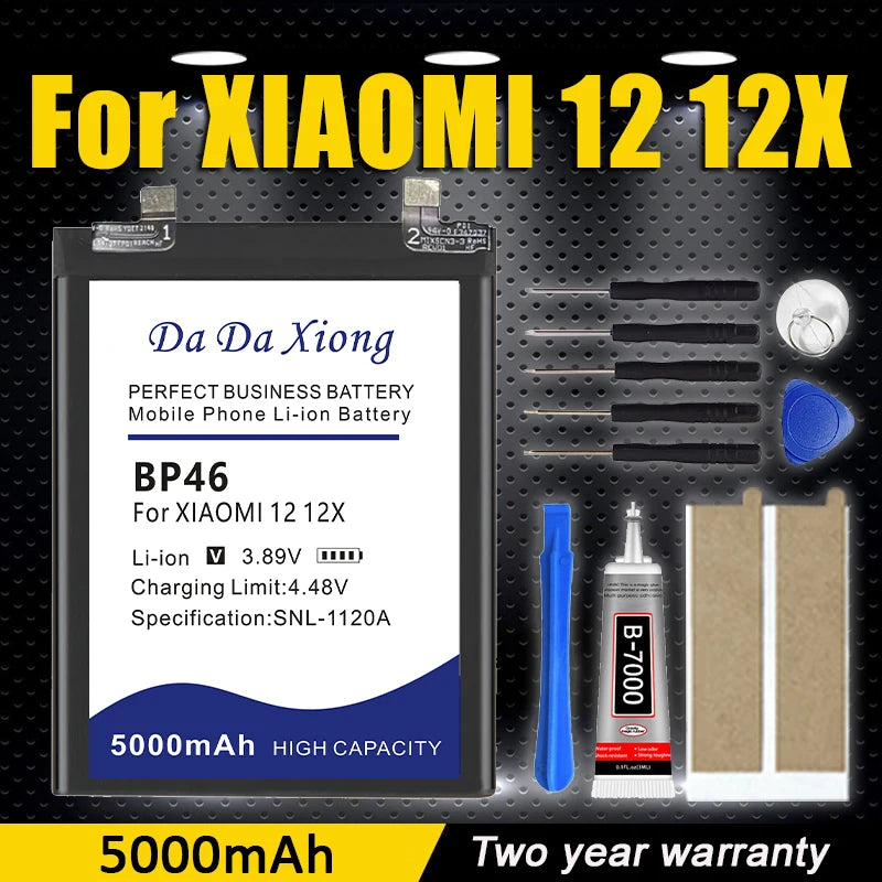 BP46 5000mAh Battery For Xiaomi Mi 12 / Mi 12X Phone Replacement Batteries+Tools