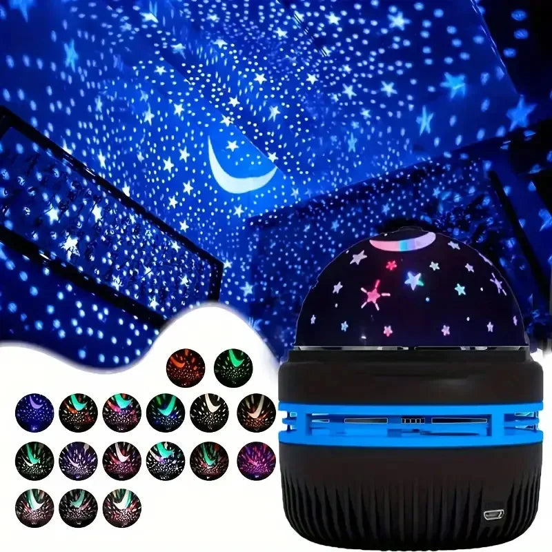 Lampe projecteur USB LED ciel étoilé, boule magique lune et étoiles, décorations de Noël pour la maison et la chambre