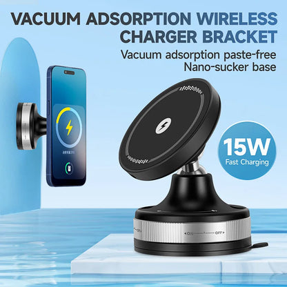 Electric Vacuum Magnetic Car Phone Wireless Charger Holder Suction Mirro Gym Bath Shower