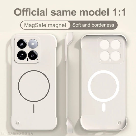For Magsafe Frameless Magnetic Wireless Charging Phone Case For XIAOMI 14 13 13T 12 12X 11 15S 15 Pro Ultra Slim Hard Back Cover