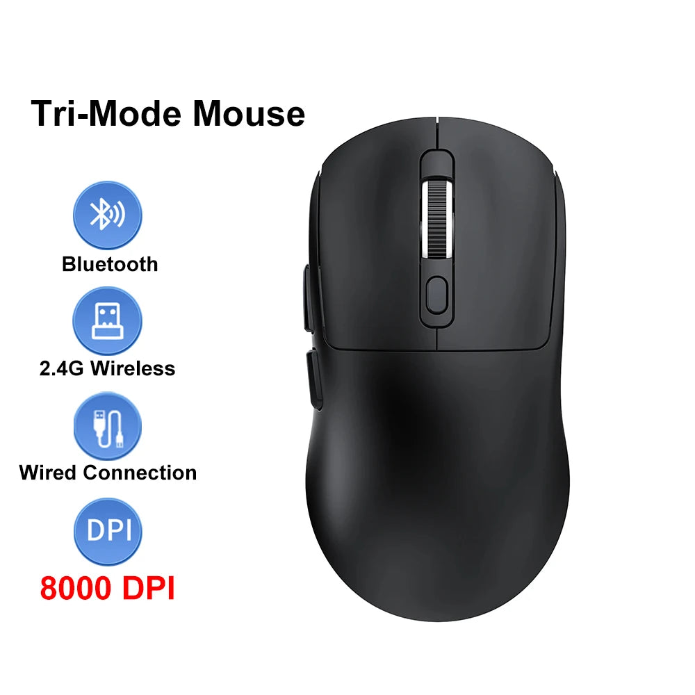 KEBIDUMEI Tri-Mode Bluetooth Mouse 800-8000 DPI Gaming Mouse 2.4G Wireless Mouse Wired Mouse Rechargeable Silent Mice for Laptop