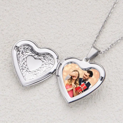 Openable Photo Picture Locket Necklace DIY Necklace Valentine's Day Heart Locket Necklace Friendship Necklace