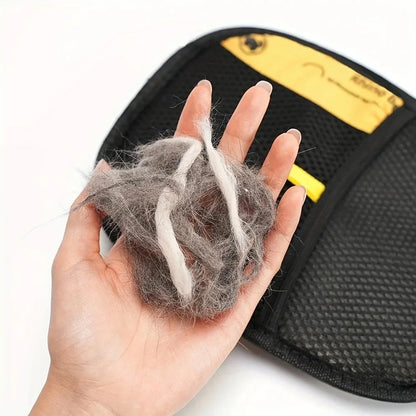 Large Pet Grooming Gloves for Dogs & Cats Black Polypropylene Hair Removal with Yellow Accents Upgraded Static-Free