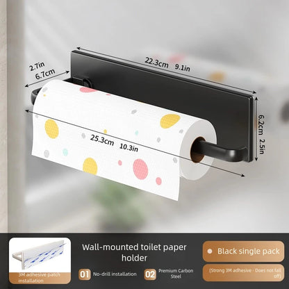 1 magnetic self-adhesive wall-mounted tissue holder with cling film, easy magnetic installation, suitable for kitchen, bathroom