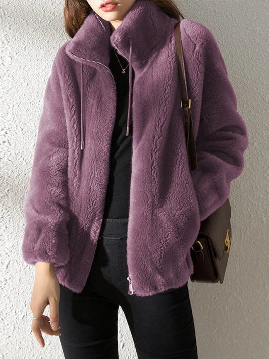 Korean Women Long Sleeve Jackets New Autumn Winter Jackets for Women Plush Thickened Double Sided Cashmere Lapel Warm Coat blusa