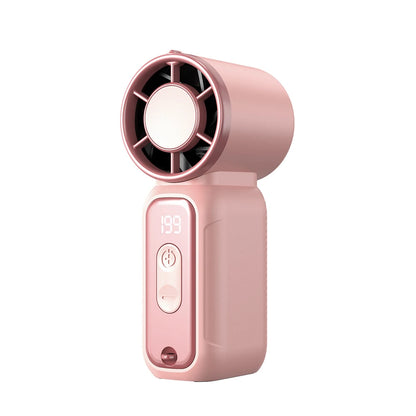 Portable Handheld Fan Mini Hand Fan USB Rechargeable Small Pocket Fan Outdoor Cooling Fan with Digital Display and LED Lighting